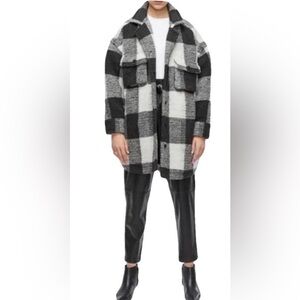 ANINE BING Maeve Jacket in Black & Cream Buffalo Check, sz LG
